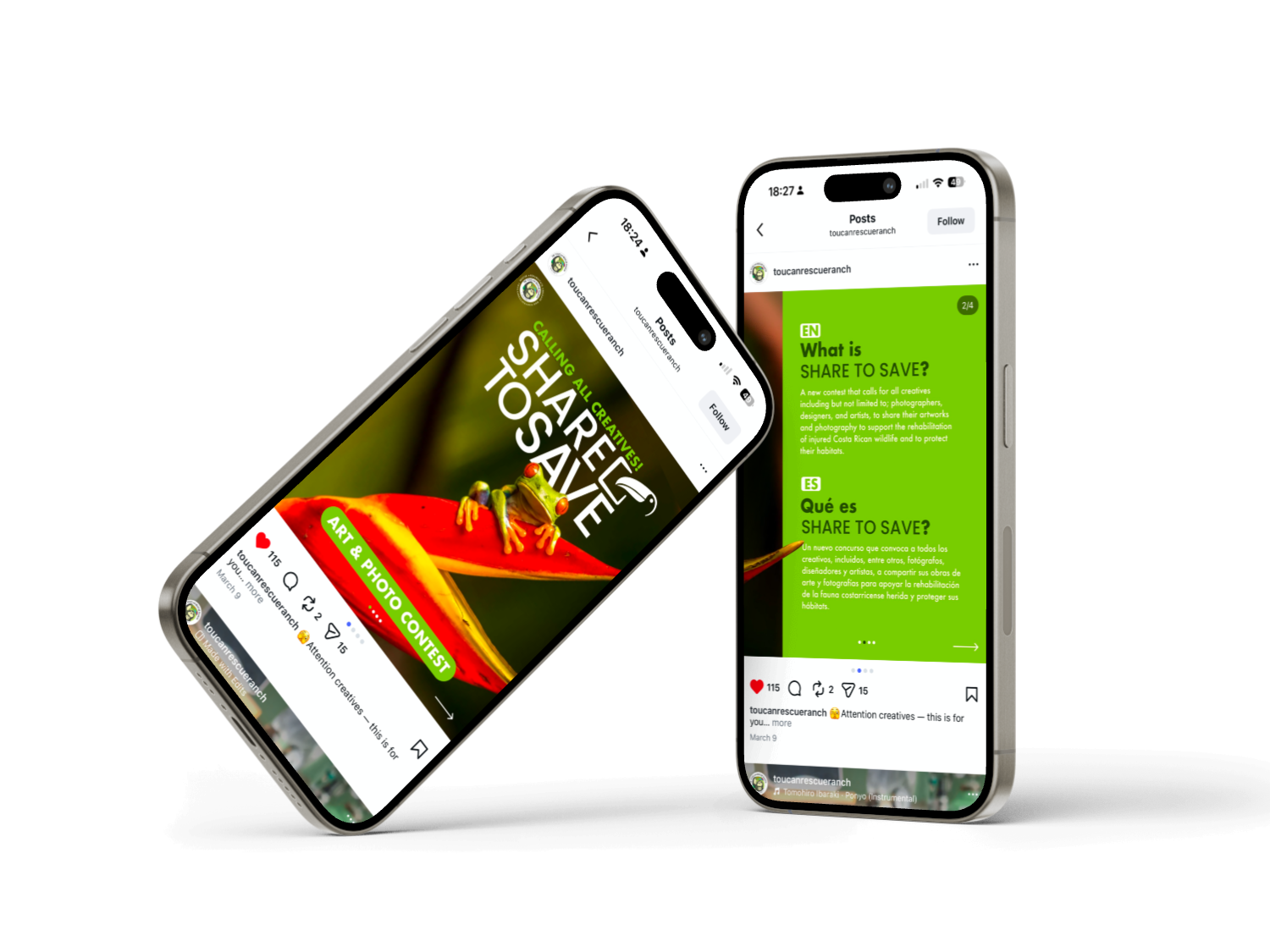 share to save initial instagram post on phone mockup